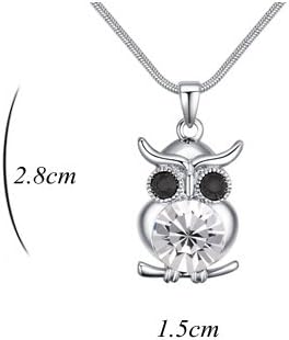 Bungsa EULEN Damenkette OWL silberfarben 45cm - funkelnder Anhänger in EULEN-Form mit klarem Kristal