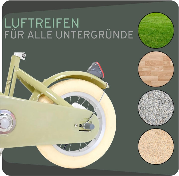 Bandits and Angels Kinderfahrrad Retro Rider 12 Zoll Grün, Grün