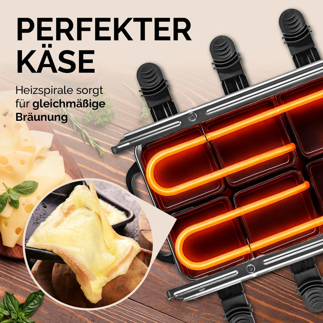 GOURMETmaxx 2-in-1 Raclette Set 8 Personen | Raclette mit Steinplatte und Aluminiumplatte inkl. 8 Pf