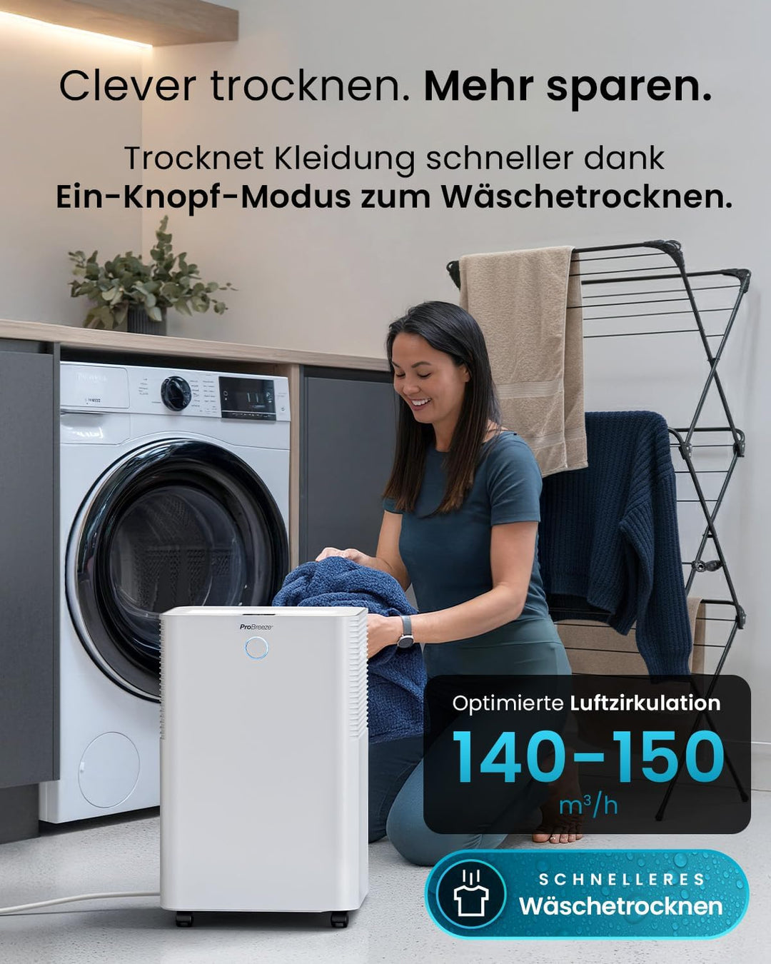 Pro Breeze OmniDry Luftentfeuchter mit App &amp; WLAN, 20L in 24h Entfeuchtungsleistung - Luftentfeuchte