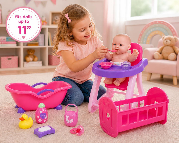 JC TOYS - Accessories 81453 Puppenzubehör, Farbset, 3 Stück, Rosa, 33 cm
