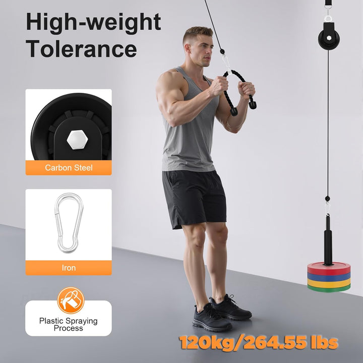 Seilzug Fitness | Seilzugsystem mit 2-in-1-Stange und Trizepsseil | Kabelzugstation | Kabelzug Fitne
