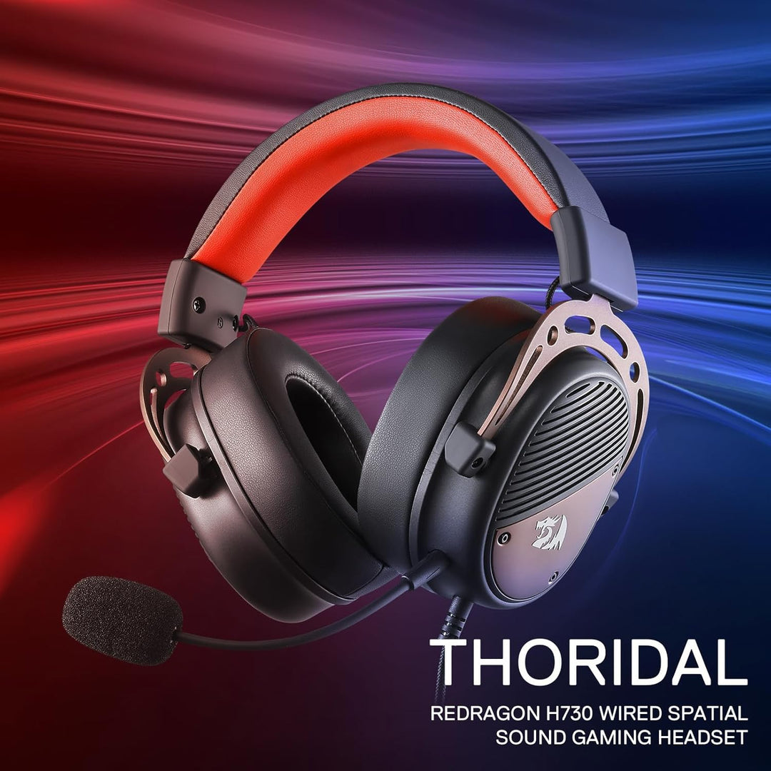 Redragon H730 USB-Gaming-Headset mit Kabel – 53-mm-Treiber, 360°-Raumklang, abnehmbares Mikrofon mit
