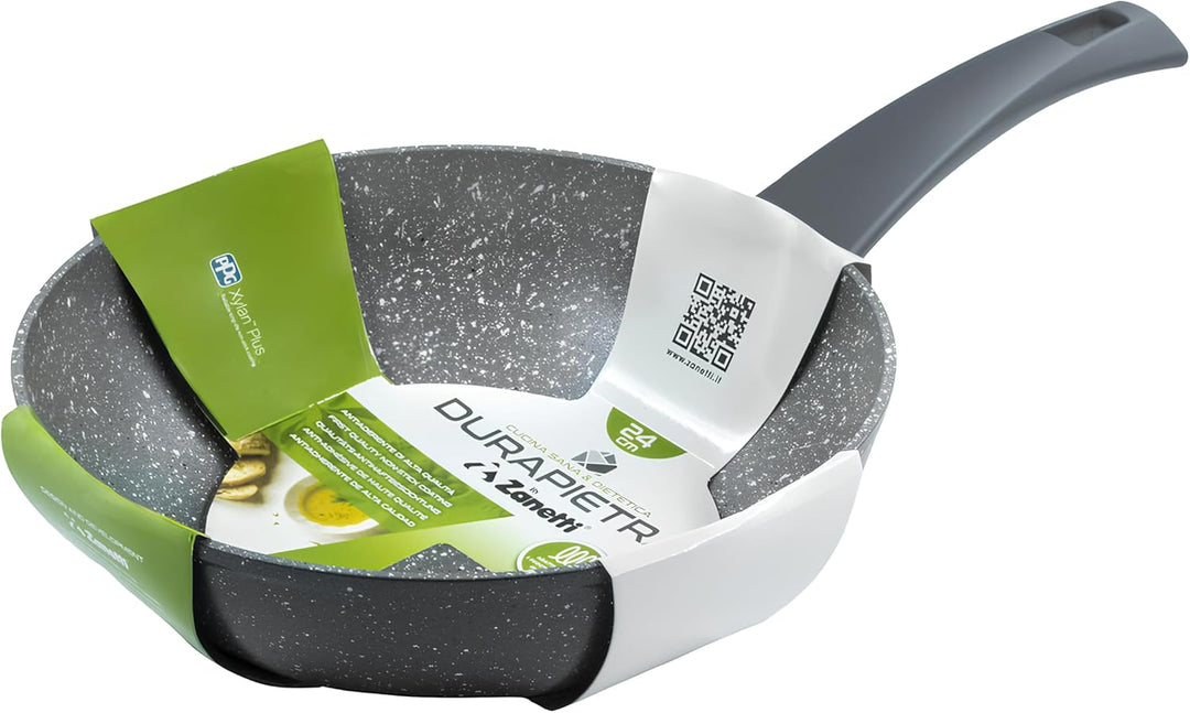 Zanetti - Durapietra Induction Wok-Pfanne, 24 cm, Wok-Pfanne, antihaftbeschichtet, auch für Induktio