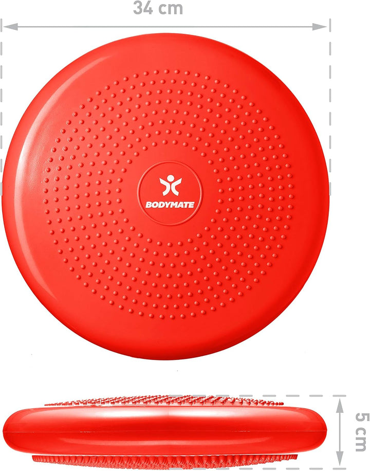 BODYMATE Ballsitzkissen inkl. Pumpe 34cm Durchmesser - Balance-Kissen, Luftkissen, Balance Pad, Nopp