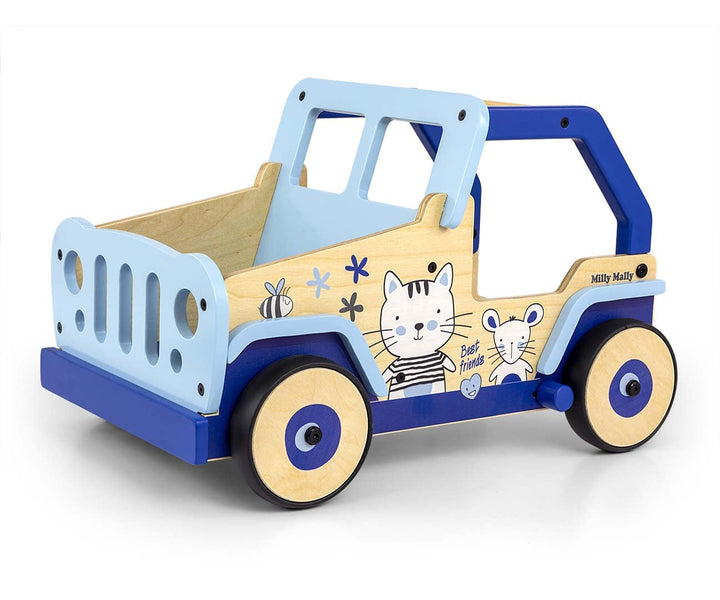 Milly Mally Explorer Kinder Lauflernwagen Holz Baby Push Pull Lauflernhilfe Spielzeug für 1-3 Jahre