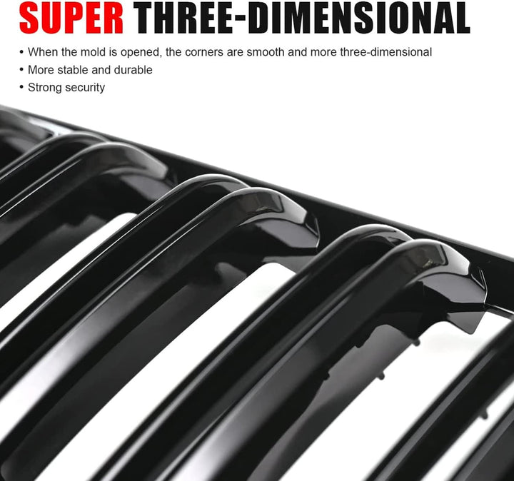 TOPTHAN E90 Kühlergrill Passend für BMW E90 E91 2005 2006 2007 2008 Glanz Kühler Front Doppel Rippen