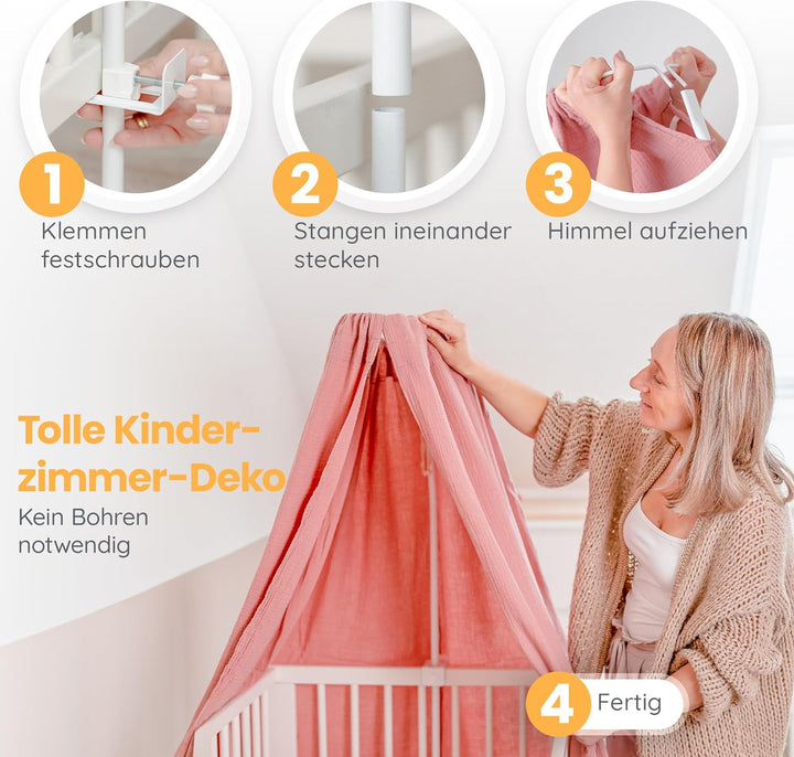 lilimaus Himmelstange Babybett für alle Baby und Kinderbetten - Himmelbett Gestell - Betthimmel Stan