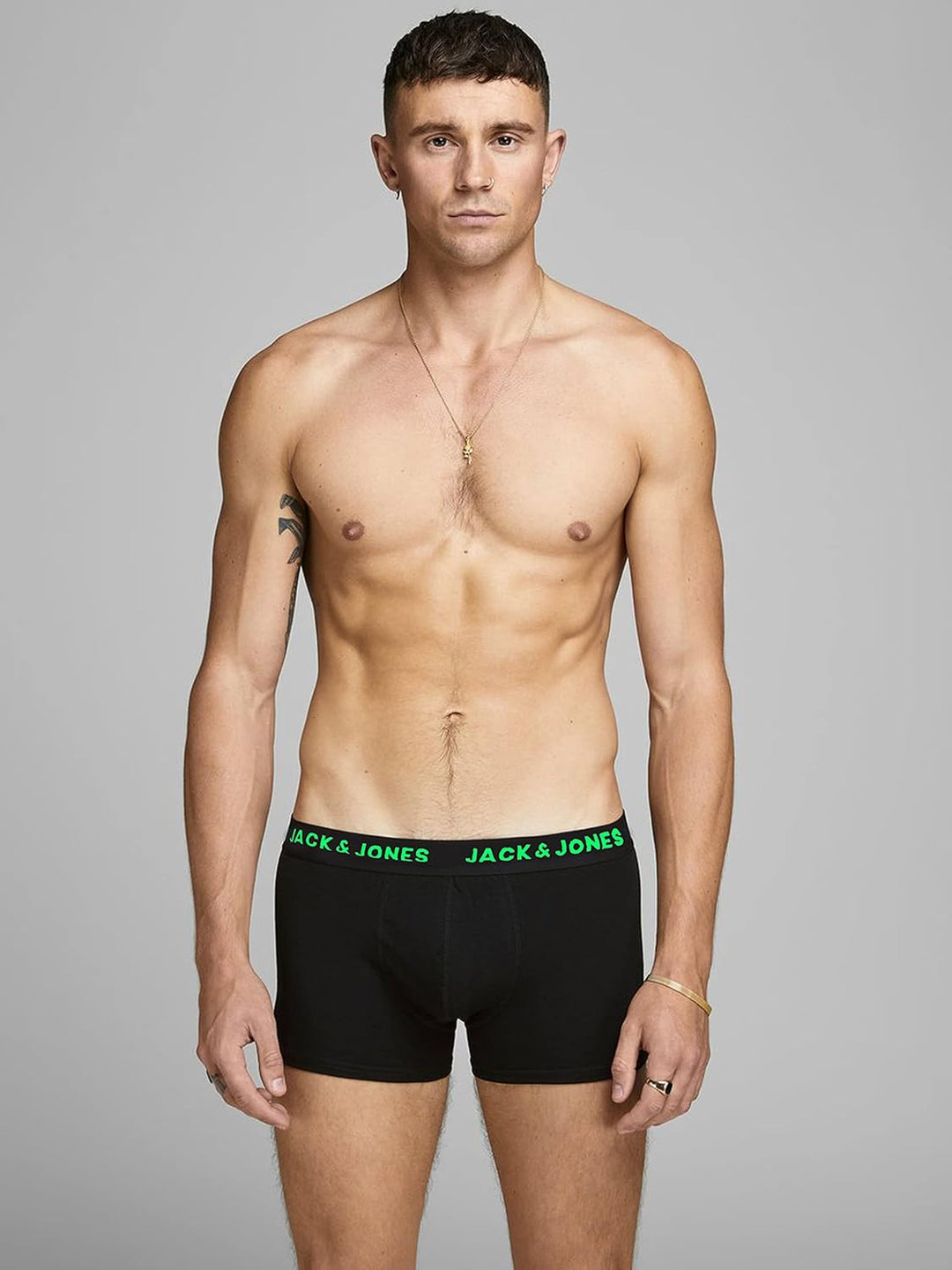 JACK & JONES Male Trunks 10er-Pack Trunks M 10x Schwarz (Waistband: 2x Rot, 2x Grün, 2x Blau, 2x Ora