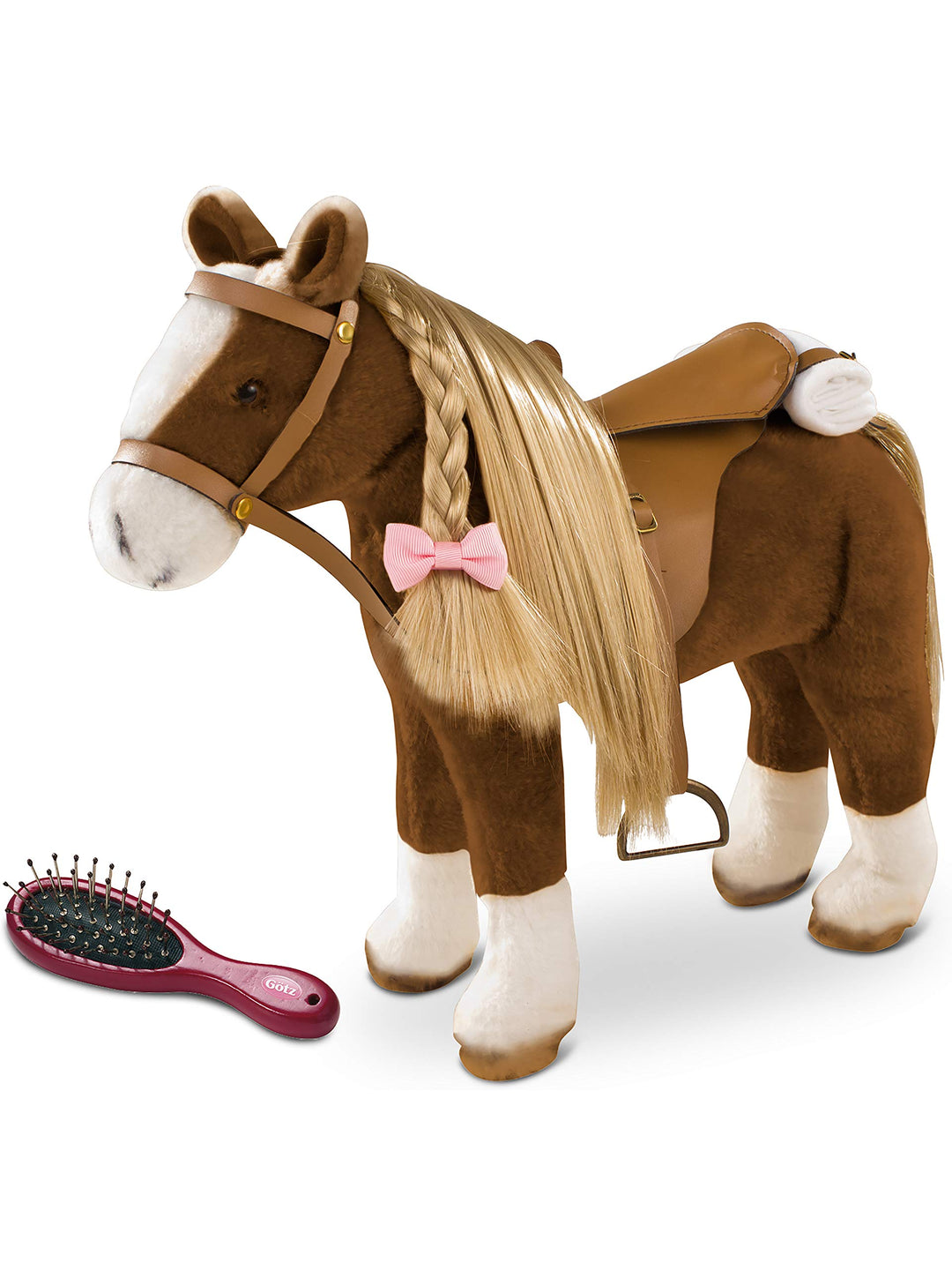 Götz 3402375 Brown Beauty Kämmpferd - braunes Plüschpferd mit einem Stockmass von ca. 37 cm und eine