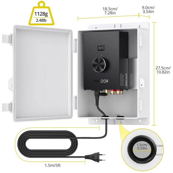 PROZOR Bluetooth 5.0 Verstärker Leistungsverstärker Aussenverstärker 2x200W Endstufe 30V 5A IP65 Was