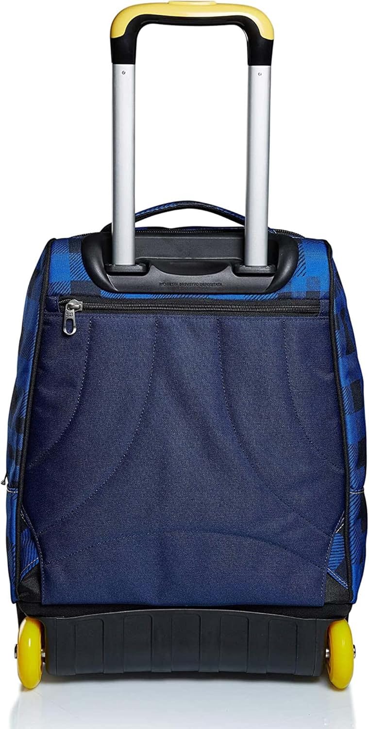 SEVEN TROLLEY Check, blau, einziehbare Schultergurte, 2-in-1-Rucksack mit Crossover-System, Schule &