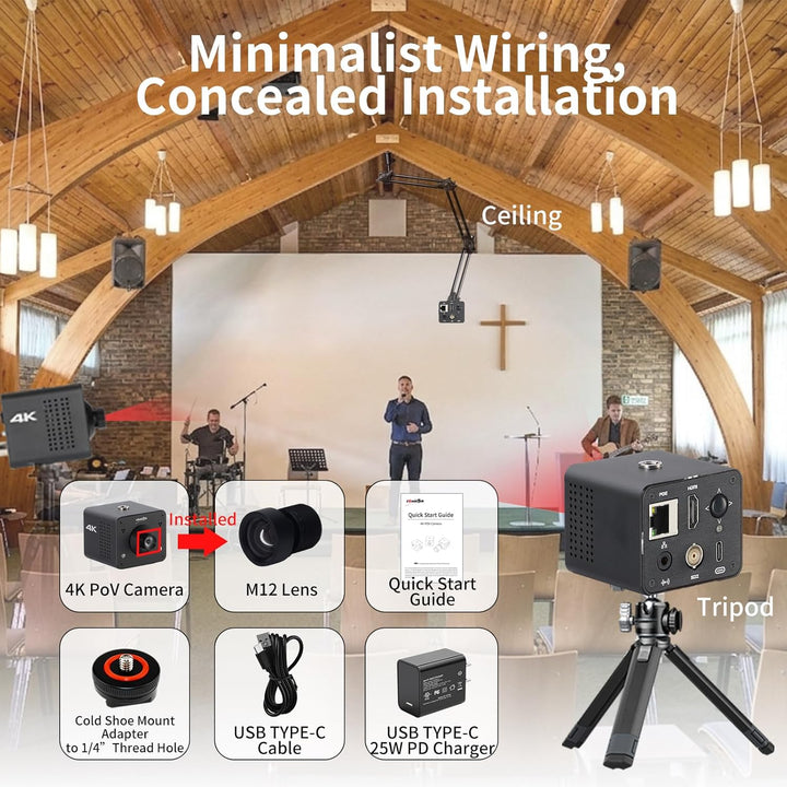zowietek 4K NDI|HX3 POV-Boxkamera PoE, ZowieCam, gleichzeitiger HDMI- und SDI-Ausgang, RTSP/RTMP(s)/