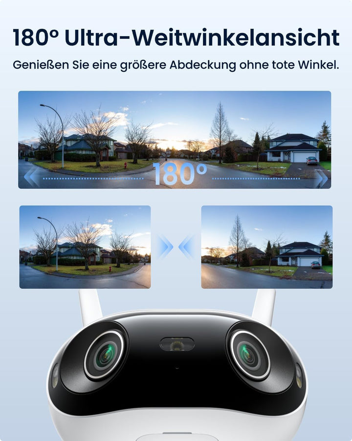 Reolink 4K Wi-Fi 6 Überwachungskamera Aussen mit 180° Panoramablick, 2.4/5GHz Dual-Band WLAN Kamera