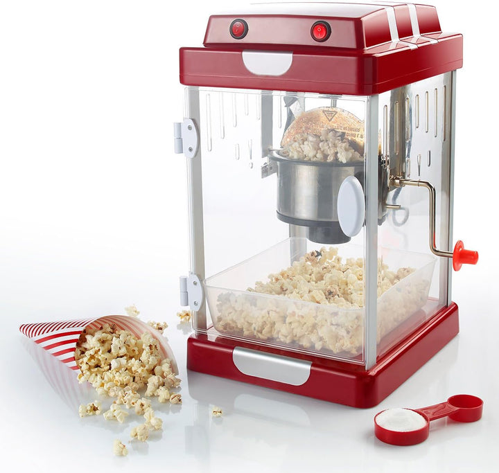 Rosenstein &amp; Söhne Popcorn Snacks: Retro-Popcorn-Maschine "Movie" und Rollwagen im 50er-Stil, rot (M