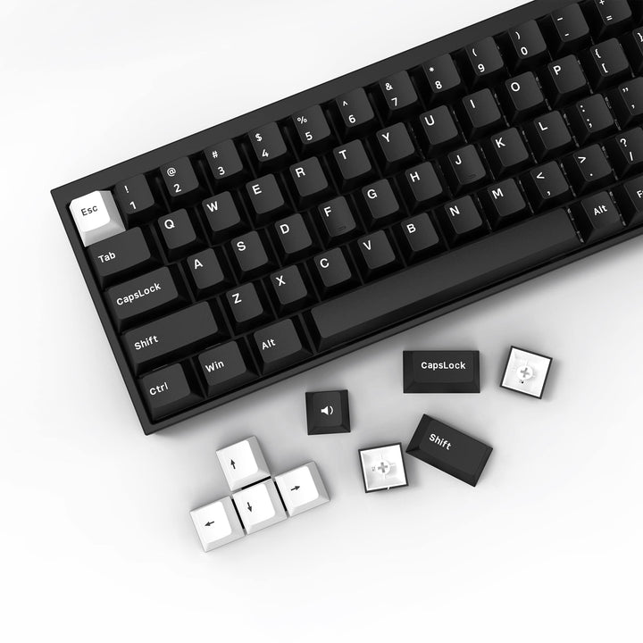 WOB Keycaps 168 Tasten, Double Shot PBT Custom Keycap Set, Minimalistischer Stil Weiss auf Schwarz C