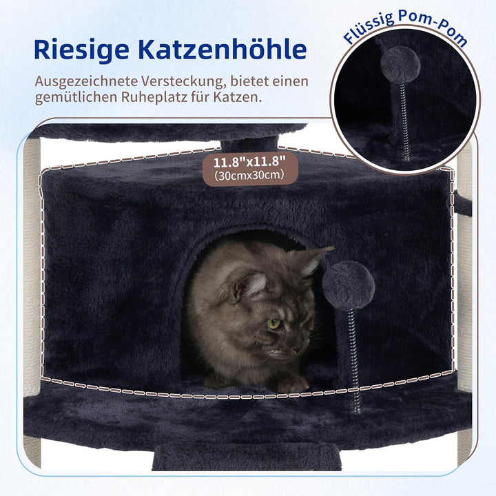 Gitelsnour Eck-Kratzbaum, Katzenbaum für Innenbereich, Mehrstöckiges katzenkratzbaum mit vollständig