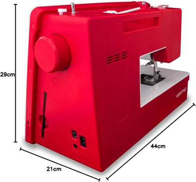 VERITAS Carmen Nähmaschine, Kunststoff/Metall, Weiss/rot, 44 x 21 x 29 cm