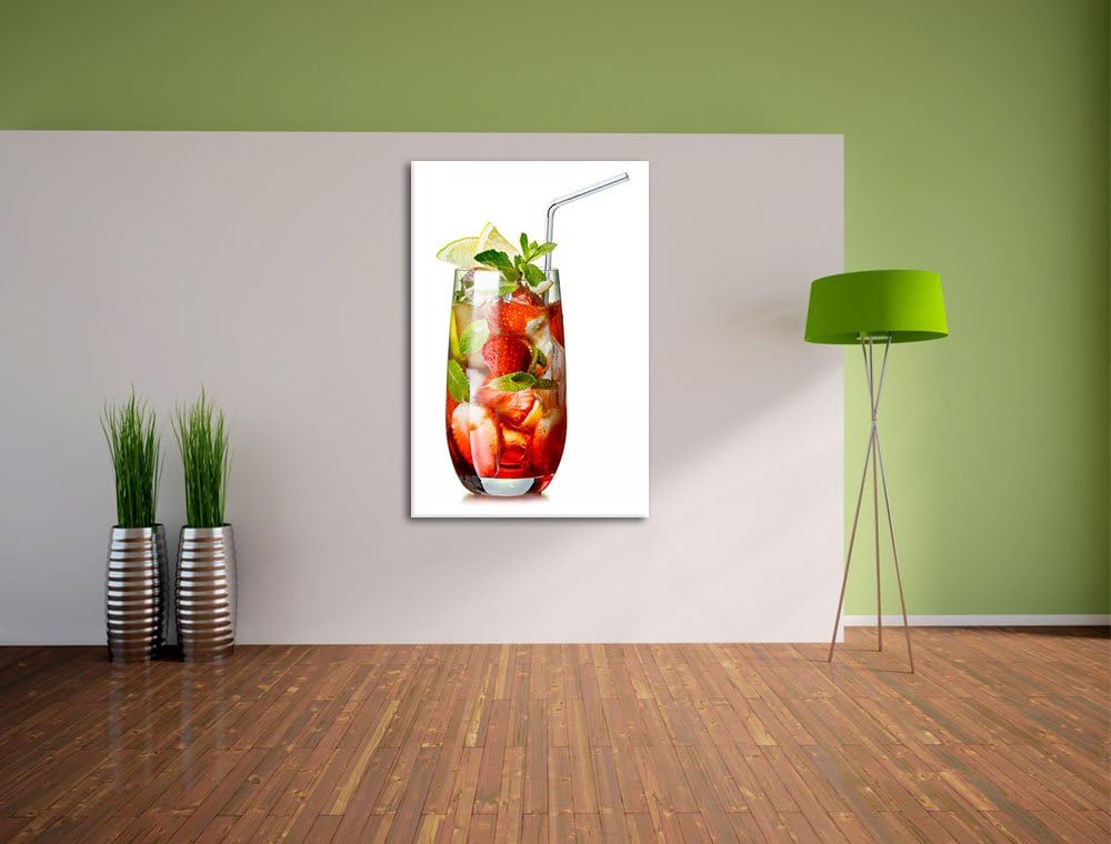 Leckerer Erdbeercocktail mit Zitrone und Minze Format: 100x70 auf Leinwand, XXL riesige Bilder ferti