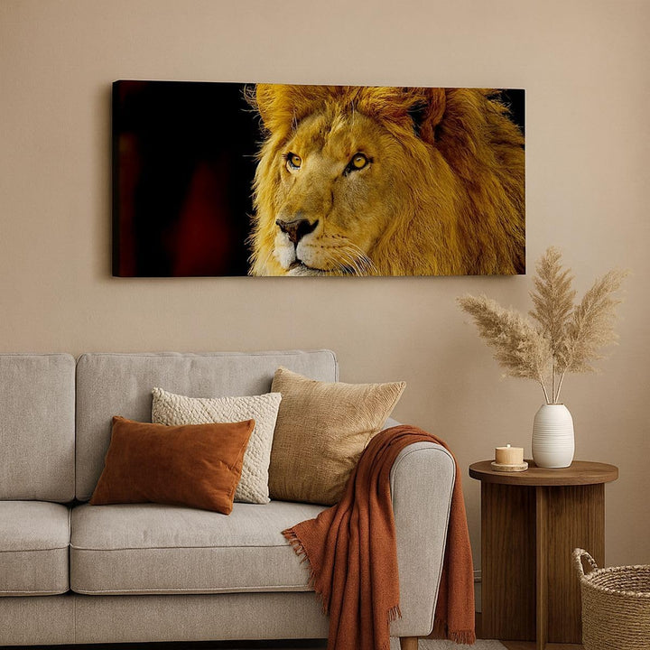Wandbilder Dekoration Wohnzimmer Löwe Tiere Tierwelt Panorama Bilder auf Leinwand 120x50cm Leinwandb