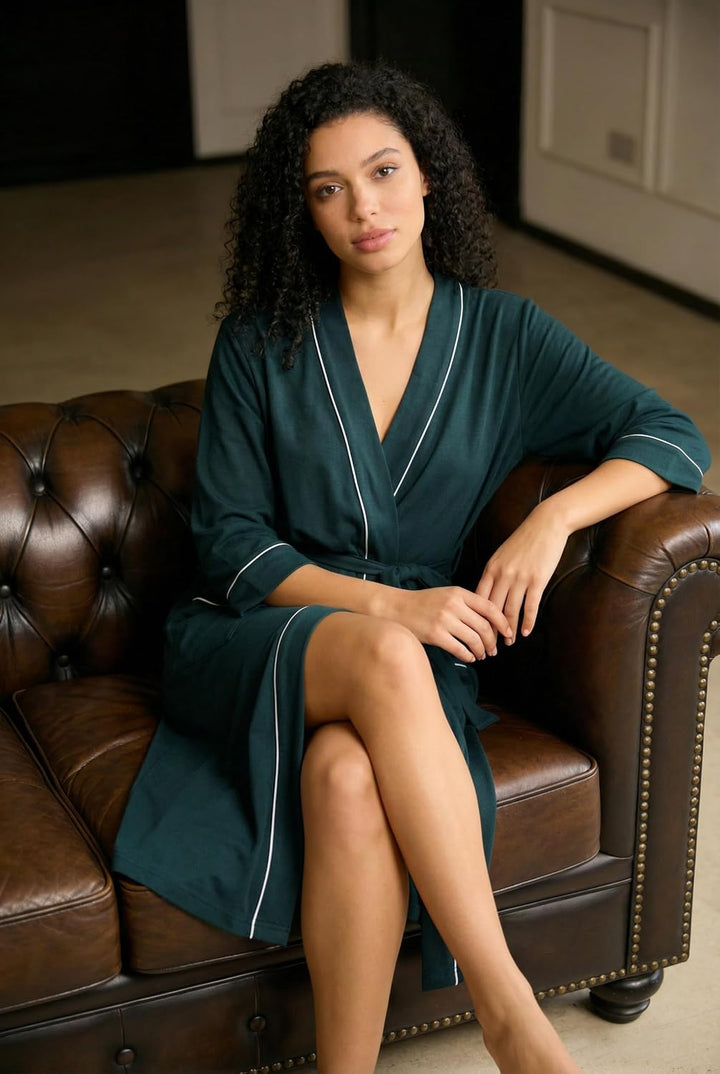 HEARTNICE Morgenmantel Damen aus 100% Baumwolle Kimono Bademantel | leicht Morgenmantel Damen Baumwo