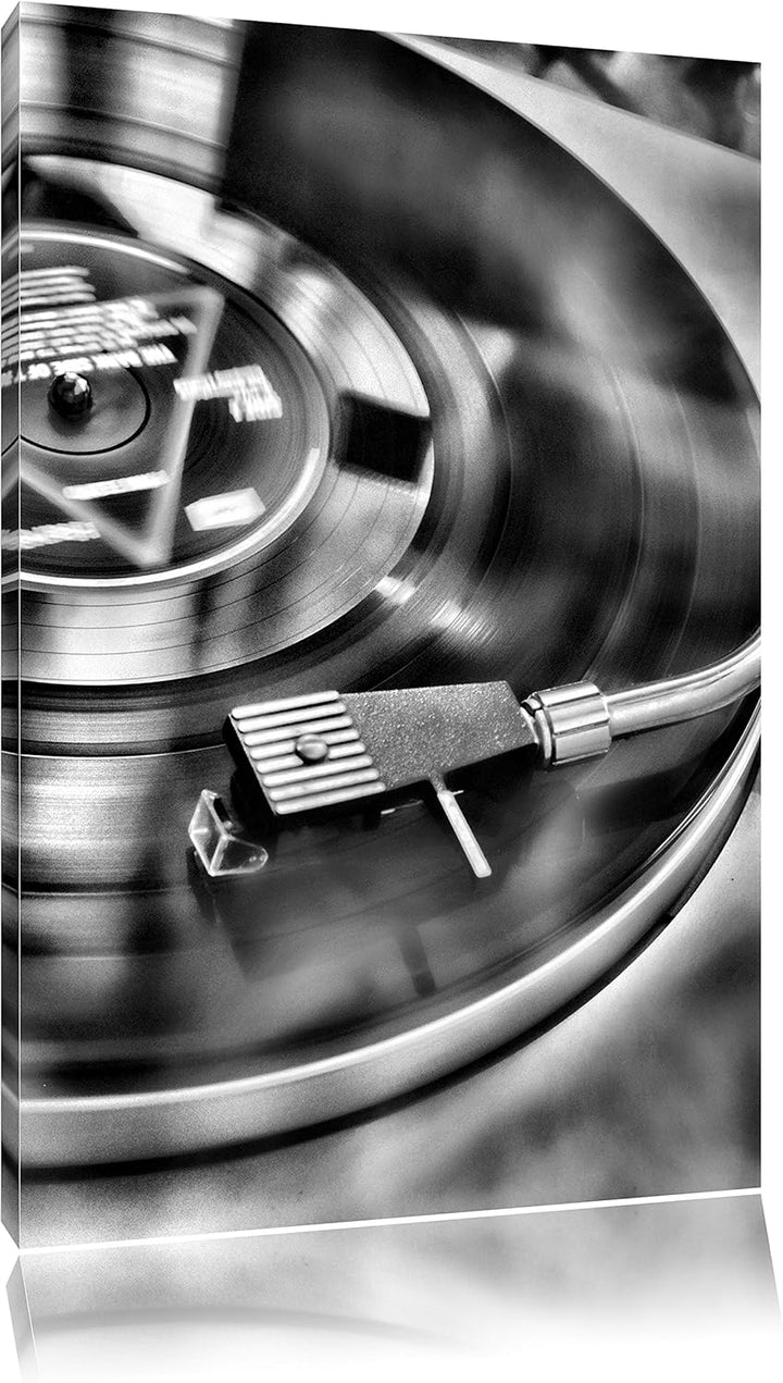 Monocrome, Schallplatte, Format: 100x70 auf Leinwand, XXL riesige Bilder fertig gerahmt mit Keilrahm