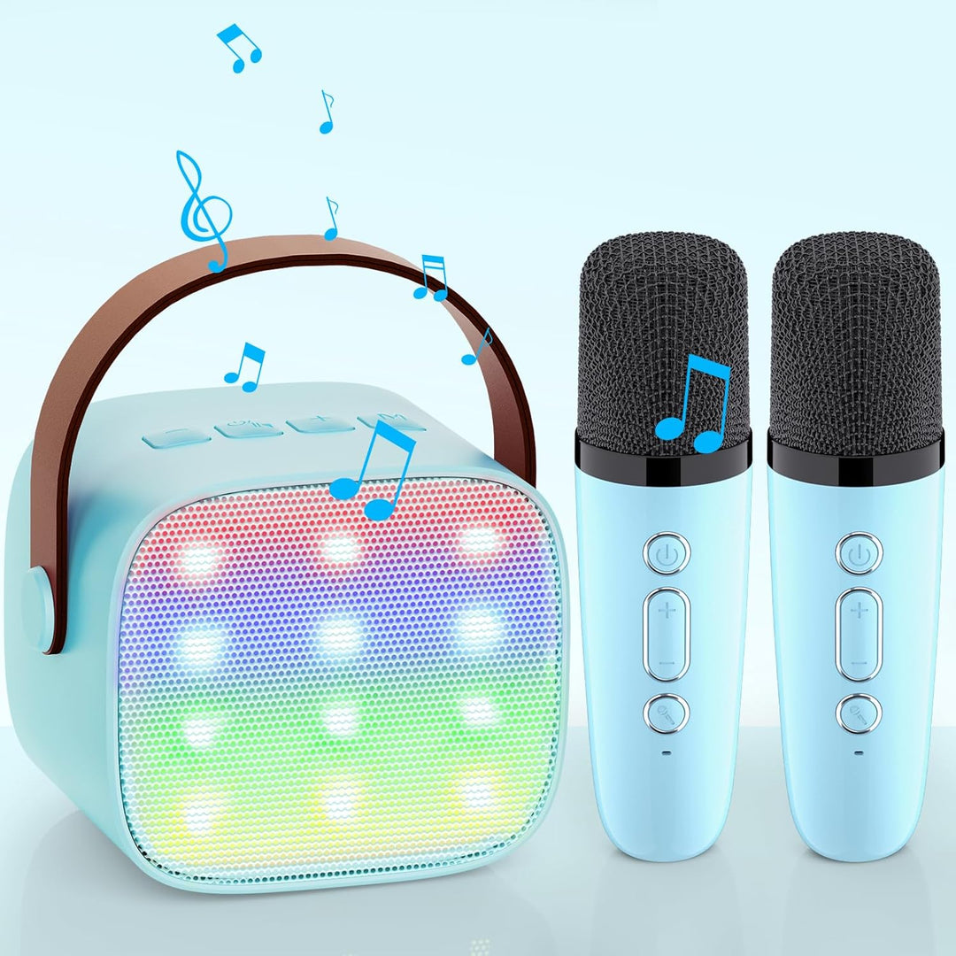 Karaoke Maschine mit 2 Drahtlosen Mikrofonen, Wowstar Tragbares Bluetooth Karaoke Maschine für Kinde