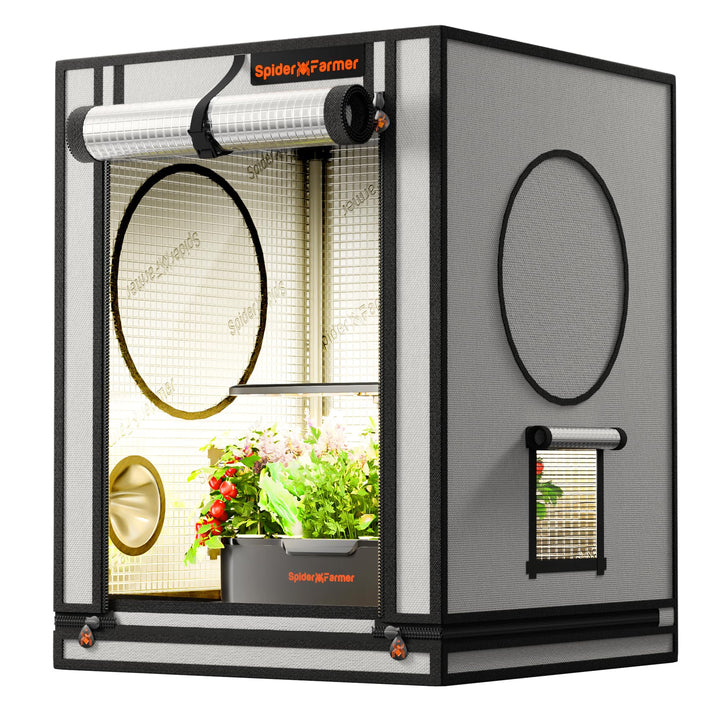 Spider Farmer Kleines Growzelt 60x60x80 cm für Aerogarden, mit Roll-up-Tür, Beobachtungsfenster, abn