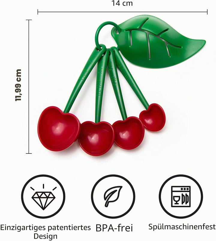 OTOTO Mon Cherry Messlöffel Set mit Eitrenner im Kirschen Design - Ob Messlöffel Proteinpulver, Dosi