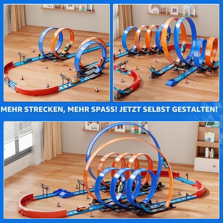 Doloowee DIY Track Builder Rennstreckenspielzeug für Jungen im Alter von 3 4 5 6 Jahren, Wettbewerbs