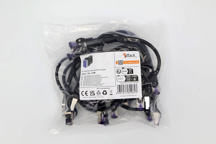 1aTTack.de 10x 0.5 M CAT7 Netzwerkkabel - 10 Gigabit - RJ45 Patchkabel Ethernet Kabel (SFTP PIMF LSZ