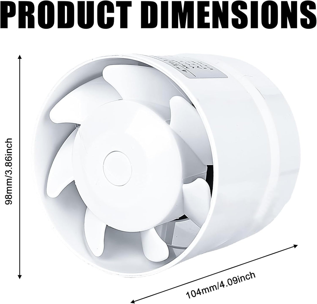 Kanal Rohrventilator 100mm, Rohrlüfter Inline-Abluftventilator Weiss Rohrventilator, Hohe Qualität L
