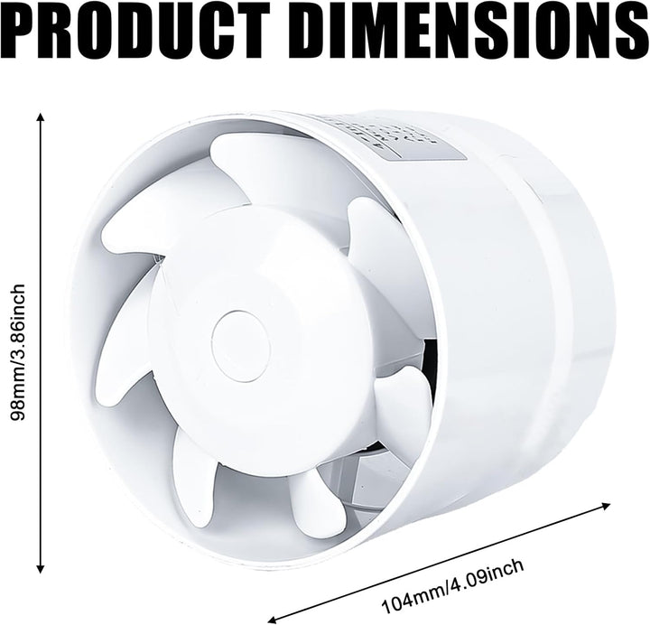 Kanal Rohrventilator 100mm, Rohrlüfter Inline-Abluftventilator Weiss Rohrventilator, Hohe Qualität L
