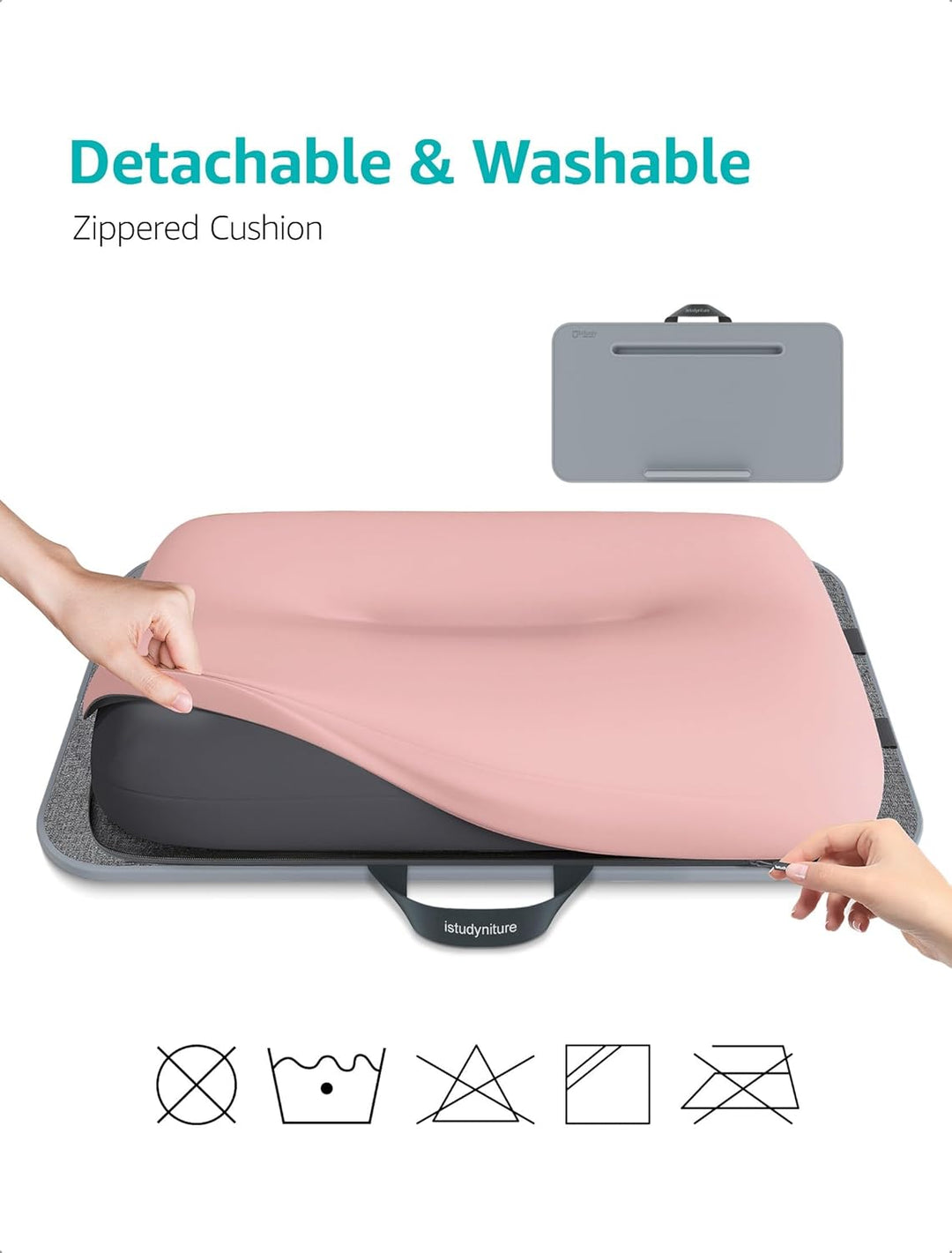 ISTUDYNITURE Knietisch mit Kissen, Schossschreibtisch für Laptop, passend für Laptops bis zu 43,2 cm