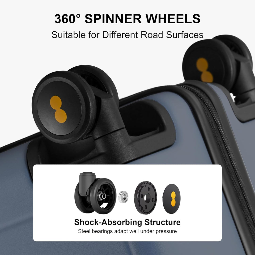 LEVEL8 Koffer Trolley Handgepäck mit Organizer Set 4-teilig, Leicht 100% PC TSA Zahlenschloss 8 Spin