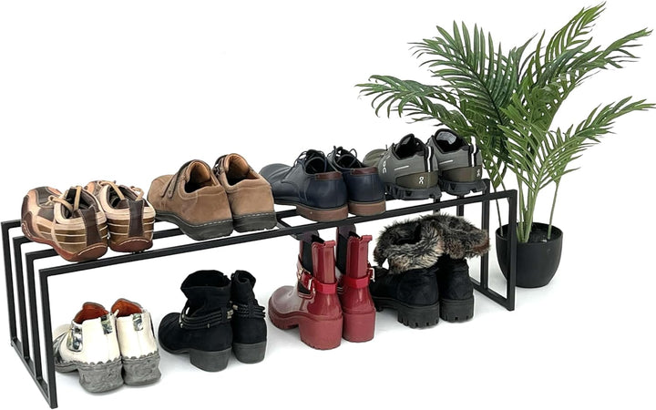 DanDiBo Schuhregal Metall Schwarz 1 Ebene 96551 Schuhablage Schuhständer Modern Stabil Massiv Schuhs