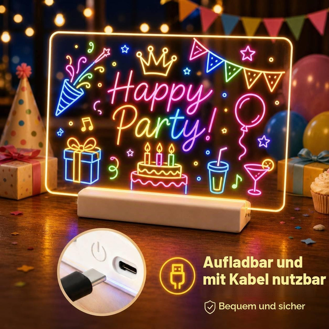 LED Zeichenbrett, Wiederaufladbare LED Notiztafel mit Farben, LED Maltafel Kinder mit 12 Farben Stif