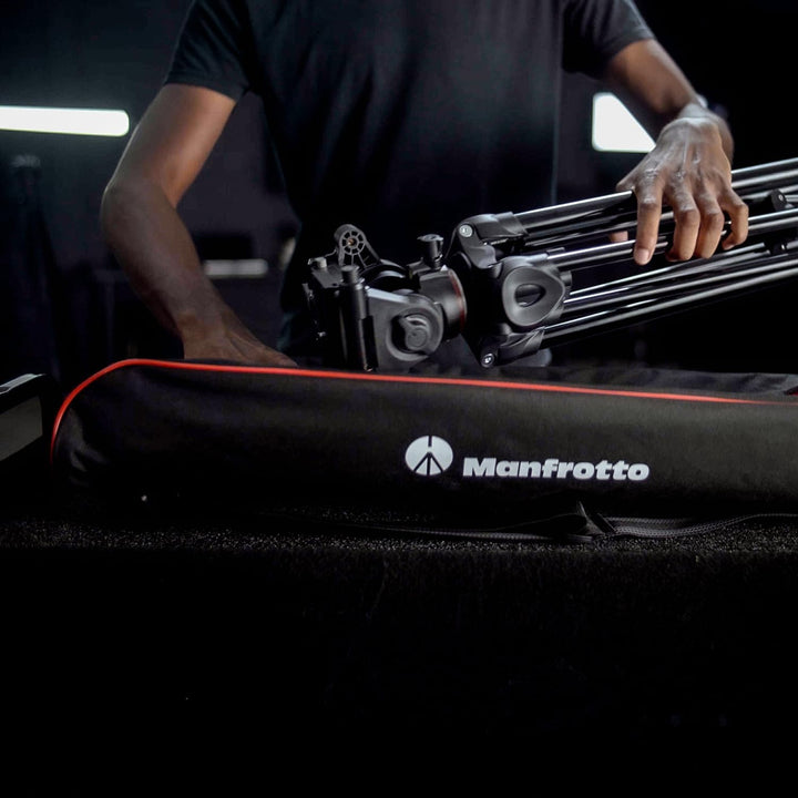Manfrotto 500X Video‑Kit, Fluidkopf und Alu‑Doppelrohr‑Stativ, 5 Kg Traglast, Flachbasis, Mittelspin