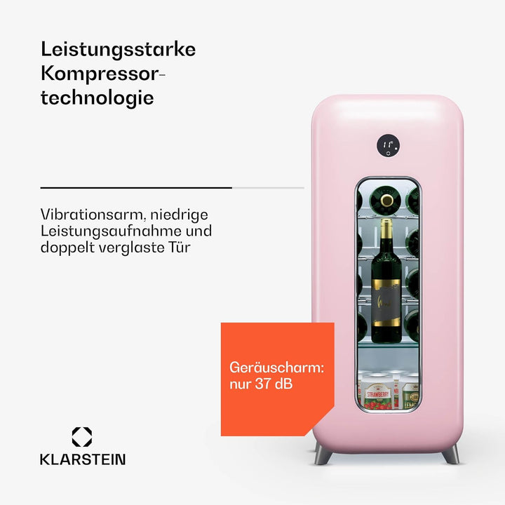 Klarstein Freistehender Weinkühlschrank 1 Zone, Getränkekühlschrank Klein, Kleiner Weinschrank, Wein