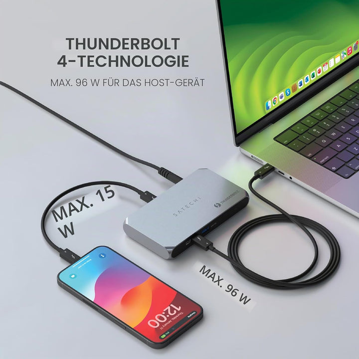SATECHI Thunderbolt 4 Slim Hub Pro 5-in-1 Dockingstation, PD 96W, 8K- oder Dual 4K Display, 4X Thund