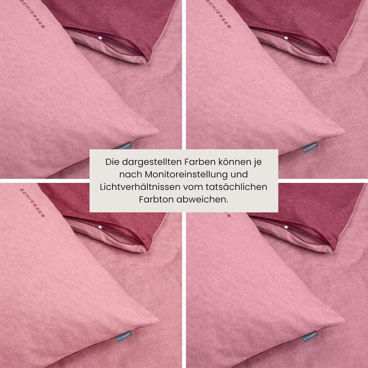 Schiesser Feinbiber Wendebettwäsche Doubleface, 100% Baumwolle, Farbe:Altrosa und Rosenholz, Grösse:
