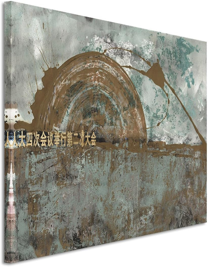 Paul Sinus Art 80x60cm Fotoleinwand Leinwanddruck Kunstdruck Wandbild grau braun blau beige Grunge