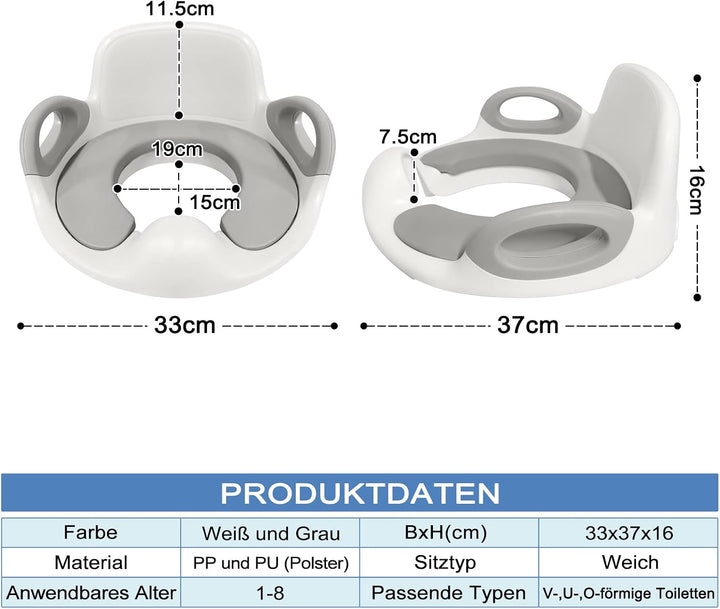 UISEBRT Toilettensitz Kinder WC Sitz - Toilettentrainer mit Kissengriff und Rückenlehne Töpfchen Tra