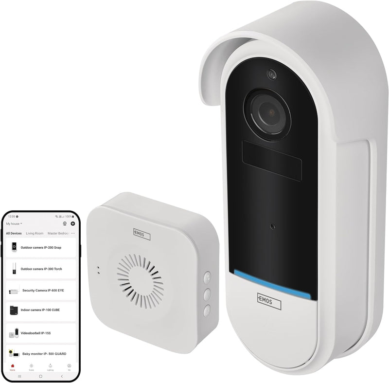 EMOS GoSmart Video-Türklingel IP-15S DC mit WiFi und App, kabellose Smart Home Videoklingel mit 1080