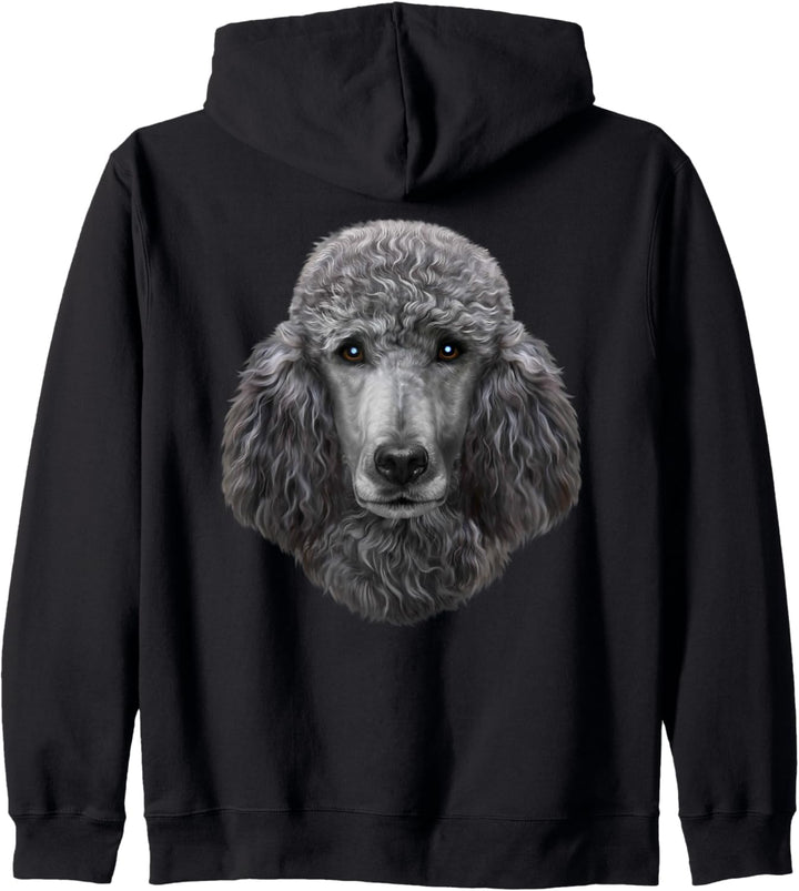 Graues Pudel Hundegesicht Kapuzenjacke