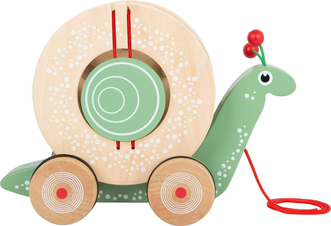 Small Foot Nachzieh-Stecktier Schnecke aus Holz, Motorikspielzeug zum Laufenlernen, für Kinder ab 12