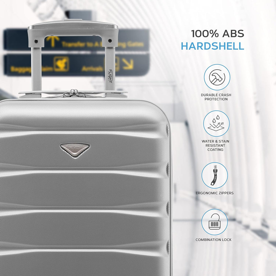 Flight Knight Leichte 4-Rad-ABS-Hartschalenkoffer Handgepack, zugelassen fur uber 100 Fluggesellscha