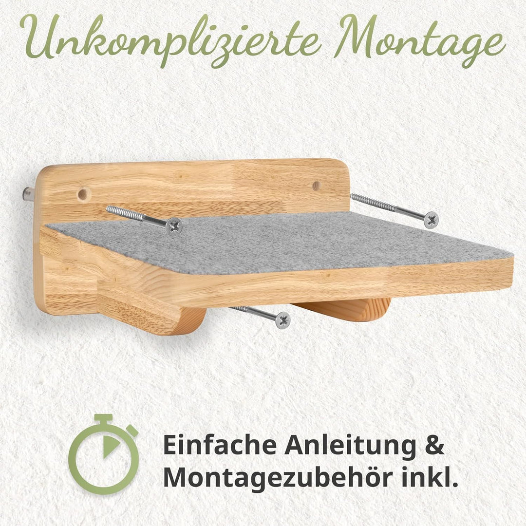 WOOWOOD® Kletterwand Katzen | Katzentreppen 3er-Set | Katzentreppe Wand | Katzen Kletterwand Set | K