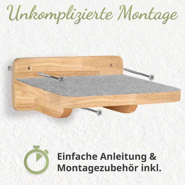 WOOWOOD® Kletterwand Katzen | Katzentreppen 3er-Set | Katzentreppe Wand | Katzen Kletterwand Set | K
