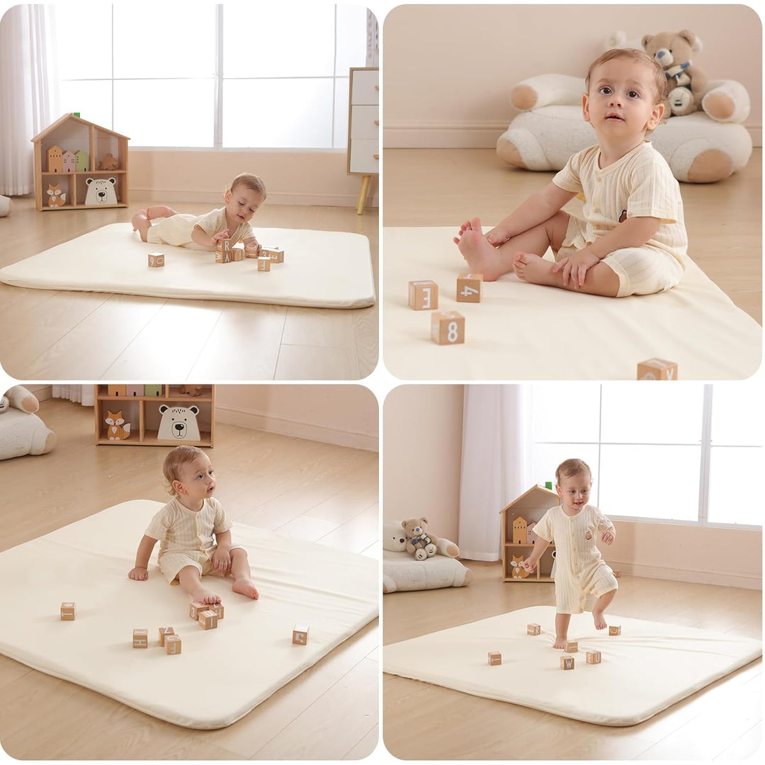 Spielmatte Baby 120x120x3cm, –Extra Dicke & Abdichtung & super weiche Bodenmatte aus veganem Leder s